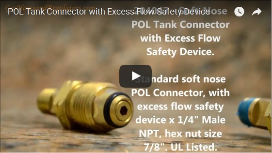 POL Propane Tank Fitting with Excess Flow Safety Device